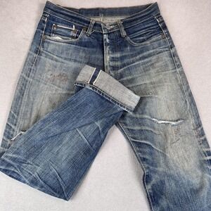 VTG Levis 501 Jeans Mens 30x30 LVC Selvedge Honeycomb Whiskers Thrashed Big E